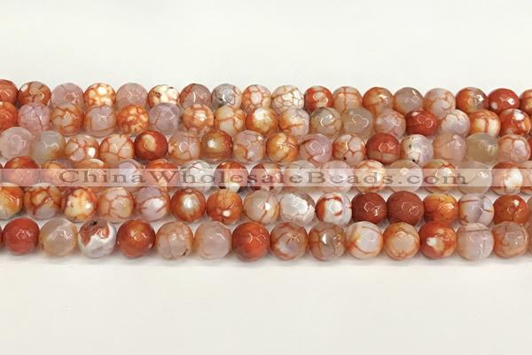 CAA5510 15 inches 8mm faceted round fire crackle agate beads