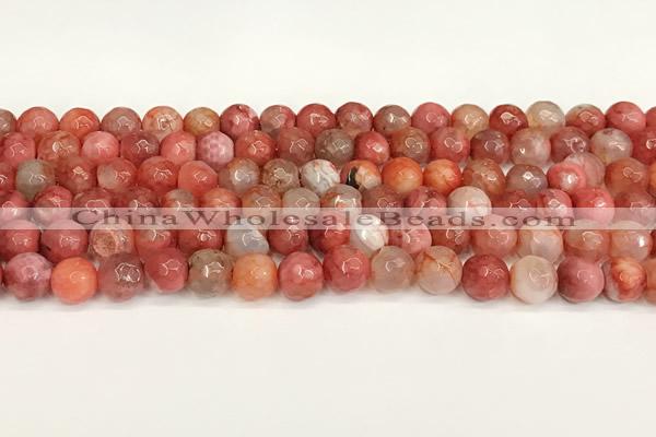 CAA5511 15 inches 8mm faceted round fire crackle agate beads