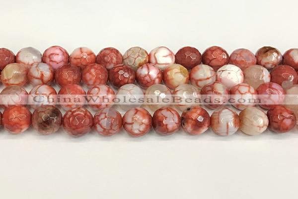 CAA5540 15 inches 12mm faceted round fire crackle agate beads