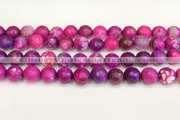 CAA5541 15 inches 12mm faceted round fire crackle agate beads