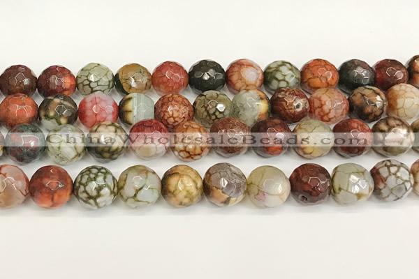 CAA5545 15 inches 12mm faceted round fire crackle agate beads
