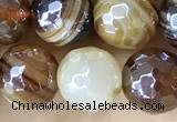 CAA5567 15 inches 8mm faceted round AB-color banded agate beads