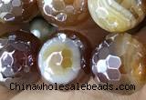 CAA5568 15 inches 10mm faceted round AB-color banded agate beads