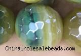 CAA5577 15 inches 12mm faceted round AB-color banded agate beads