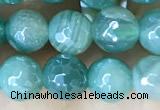 CAA5578 15 inches 6mm faceted round AB-color banded agate beads