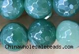 CAA5579 15 inches 8mm faceted round AB-color banded agate beads