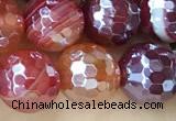 CAA5590 15 inches 6mm faceted round AB-color banded agate beads