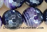 CAA5595 15 inches 8mm faceted round AB-color banded agate beads