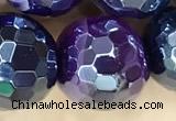 CAA5597 15 inches 12mm faceted round AB-color banded agate beads