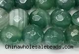 CAA5605 15 inches 8mm faceted round AB-color banded agate beads