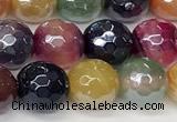 CAA5611 15 inches 8mm faceted round AB-color banded agate beads