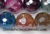 CAA5612 15 inches 10mm faceted round AB-color banded agate beads