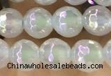 CAA5620 15 inches 6mm faceted round AB-color white agate beads