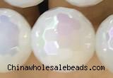 CAA5622 15 inches 10mm faceted round AB-color white agate beads