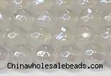 CAA5630 15 inches 6mm faceted round AB-color white agate beads