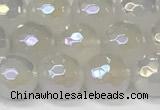 CAA5631 15 inches 8mm faceted round AB-color white agate beads