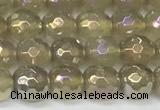 CAA5650 15 inches 6mm faceted round AB-color grey agate beads