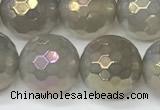 CAA5653 15 inches 12mm faceted round AB-color grey agate beads
