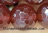 CAA5664 15 inches 12mm faceted round AB-color red agate beads