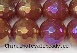 CAA5666 15 inches 8mm faceted round AB-color red agate beads