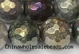 CAA5693 15 inches 12mm faceted round AB-color Indian agate beads