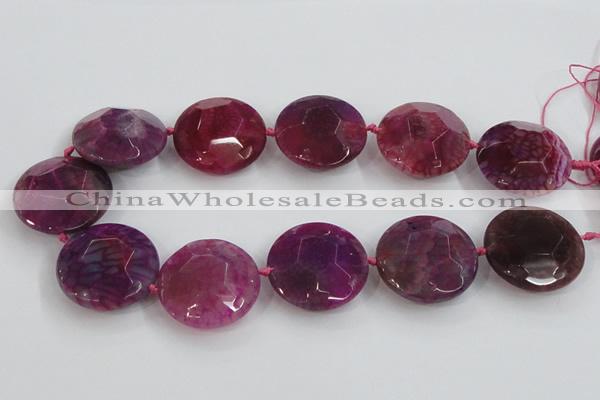 CAA570 15.5 inches 35mm faceted flat round dragon veins agate beads