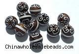 CAA5712 10mm round tibetan agate dzi beads wholesale