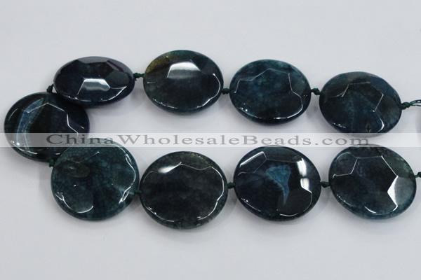 CAA575 15.5 inches 45mm faceted flat round dragon veins agate beads