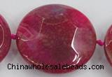 CAA576 15.5 inches 45mm faceted flat round dragon veins agate beads