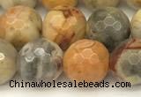 CAA5761 15 inches 8mm faceted round yellow crazy lace agate beads