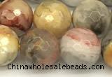 CAA5762 15 inches 10mm faceted round yellow crazy lace agate beads