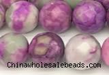 CAA5771 15 inches 8mm faceted round colorfull crazy lace agate beads