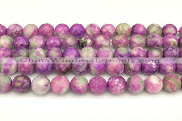 CAA5773 15 inches 12mm faceted round colorfull crazy lace agate beads
