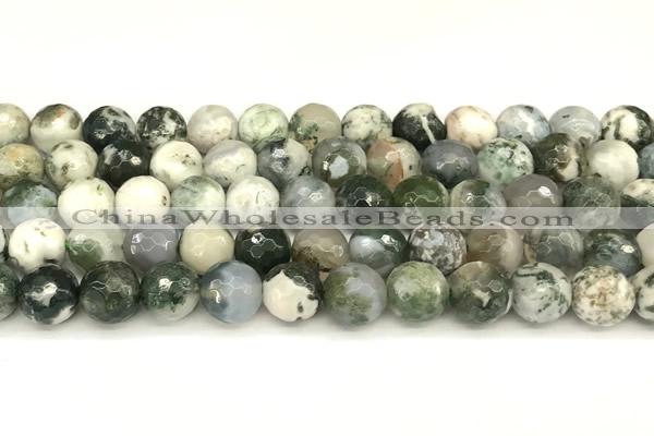 CAA5802 15 inches 10mm faceted round tree agate beads