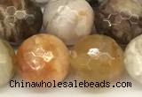 CAA5807 15 inches 10mm faceted round bamboo leaf agate beads