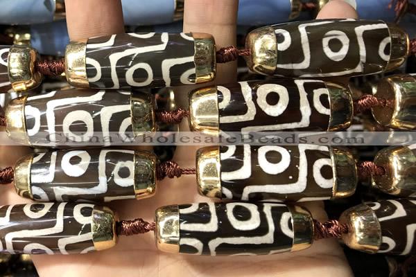 CAA5865 14*38mm - 16*43mm rice tibetan agate dzi beads