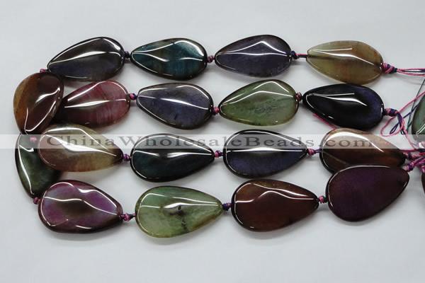 CAA588 15.5 inches 25*40mm faceted teardrop dragon veins agate beads