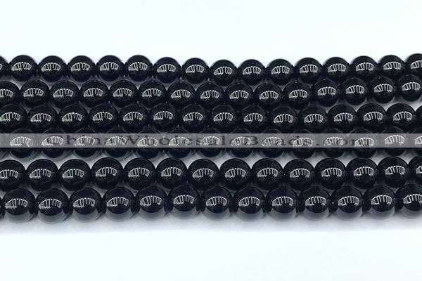 CAA5885 15 inches 8mm round black agate beads, 2mm hole