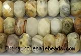 CAA5917 15 inches 6*8mm faceted rondelle crazy lace agate beads