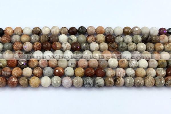 CAA5920 15 inches 6mm faceted round chrysanthemum agate beads