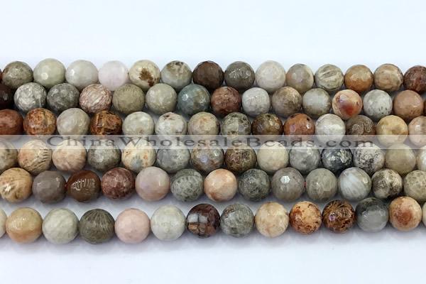 CAA5921 15 inches 8mm faceted round chrysanthemum agate beads