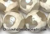 CAA5932 8mm, 10mm & 12mm faceted round AB-color tibetan agate beads