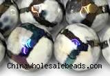 CAA5934 8mm, 10mm & 12mm faceted round AB-color tibetan agate beads