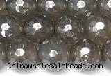 CAA5944 15 inches 8mm faceted round AB-color grey agate beads