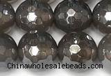 CAA5945 15 inches 10mm faceted round AB-color grey agate beads