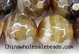 CAA5964 15 inches 12mm faceted round AB-color line agate beads