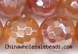 CAA5972 15 inches 12mm faceted round AB-color line agate beads