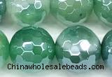 CAA5979 15 inches 10mm faceted round AB-color line agate beads