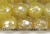 CAA5988 15 inches 8mm faceted round AB-color line agate beads