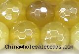 CAA5989 15 inches 10mm faceted round AB-color line agate beads